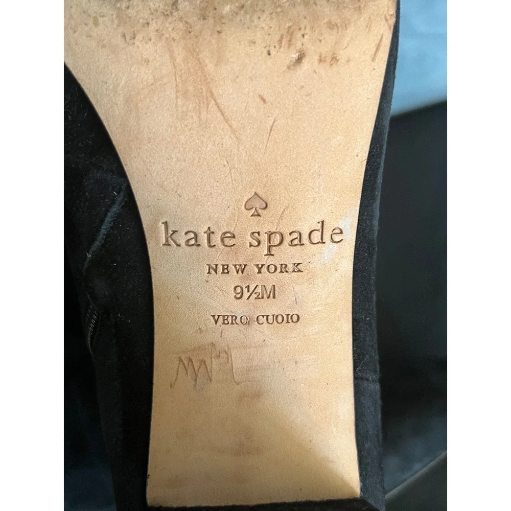 Kate Spade New York Black Suede Block Heel Ankle Boots Women's 9.5M‎